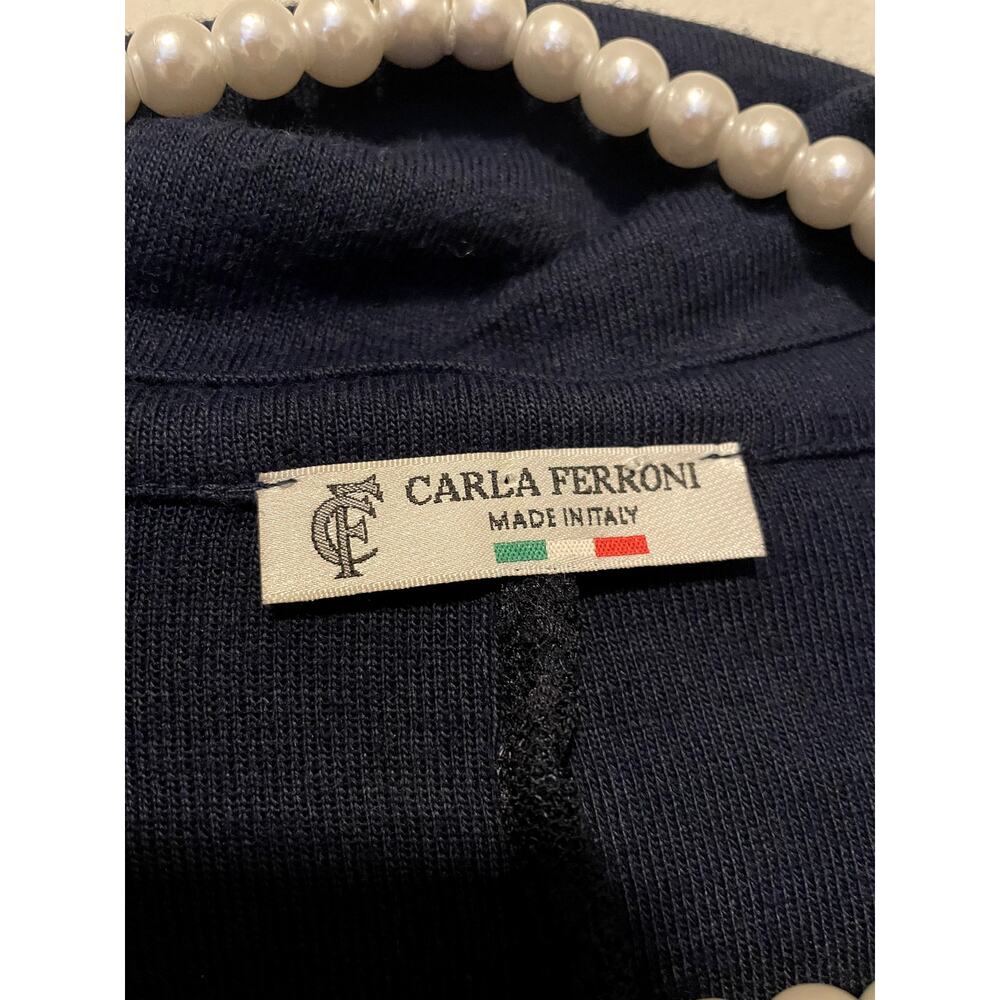 Vintage Carla Ferroni Wool Blazer Navy Blue Preppy Dark Academia Made in Italy - Picture 3 of 7